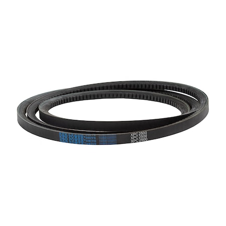 D&D XPC2500 Cogged, Metric V-Belt, 2500mm Outside Length, 22 mm Top Width, 18 mm Thickness, 1 Ribs XPC2500